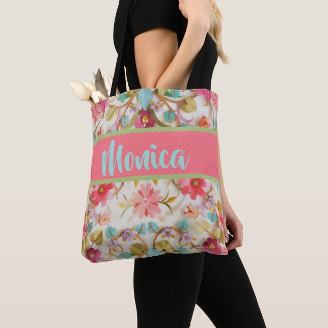 Bolso De Tela Diseño de Tote floral personalizado (Detalle)