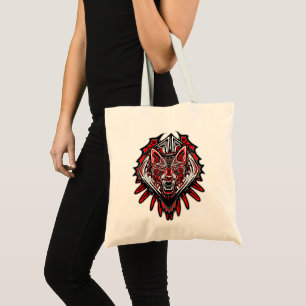 Bolso De Tela Diseño de tótem tribal Haida de lobo