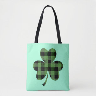 Bolso De Tela Diseño de trébol de shamrock de cuadros de búfalo 