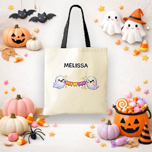 Bolso De Tela Diseño de "Truco o Trato" de Fantasma Kawaii Paste
