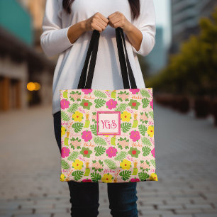 Bolso De Tela Diseño de un monograma hula hawaiano lúdico