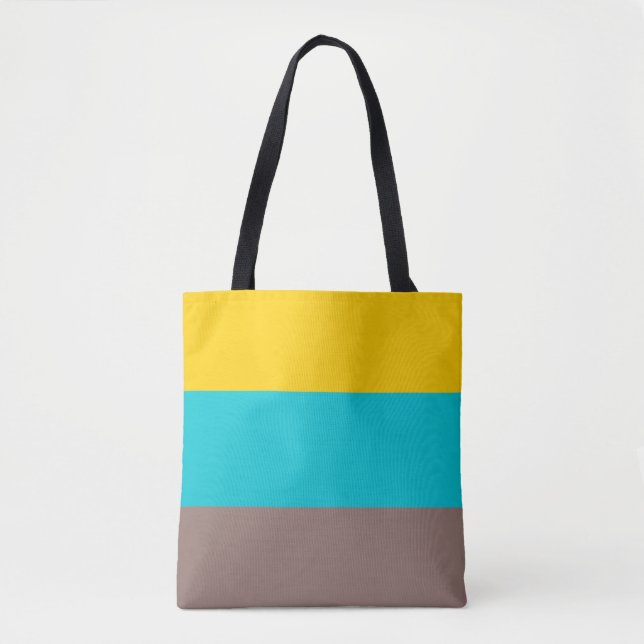 Bolso De Tela Diseño de verano amarillo azul marrón (Anverso)