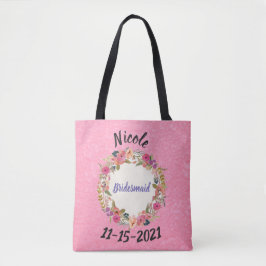 Bolso De Tela Diseño de Wreath Floral de Bridesmaid
