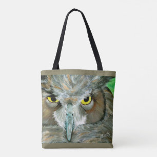 Bolso De Tela Diseño del búho: (Verde azulado/de color topo)