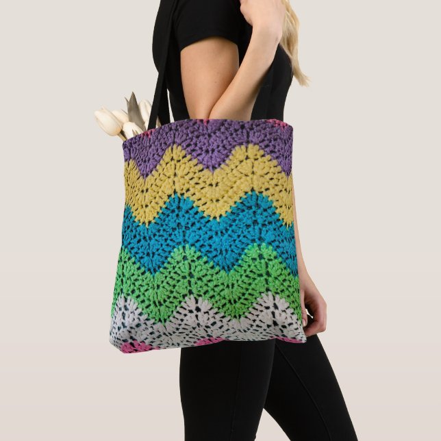 Bolso De Tela Diseño del cocodrilo arco iris de Zigzag (Detalle)