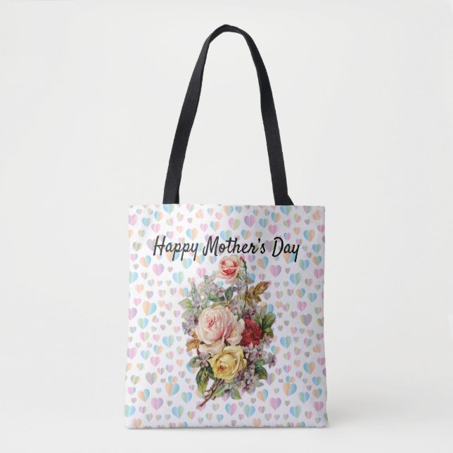 Bolso De Tela Diseño del Día de la Madre Tote floral elegante (Anverso)