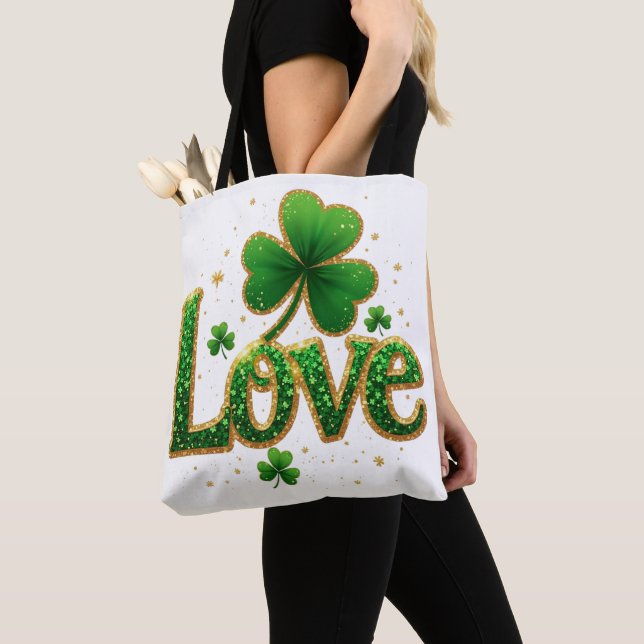 Bolso De Tela Diseño del Día del purpurina St. Patrick (Detalle)