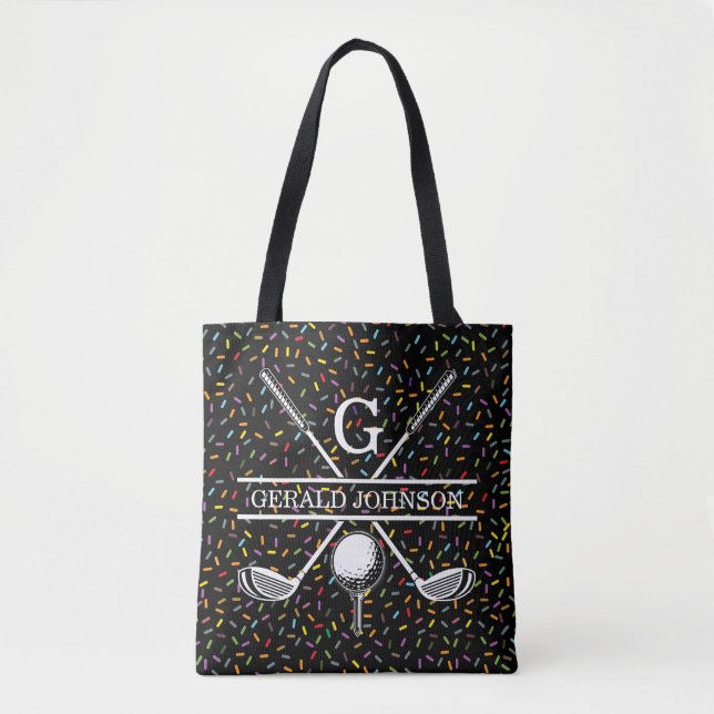 Bolso De Tela Diseño del Monograma de Golf personalizado Confett (Anverso)