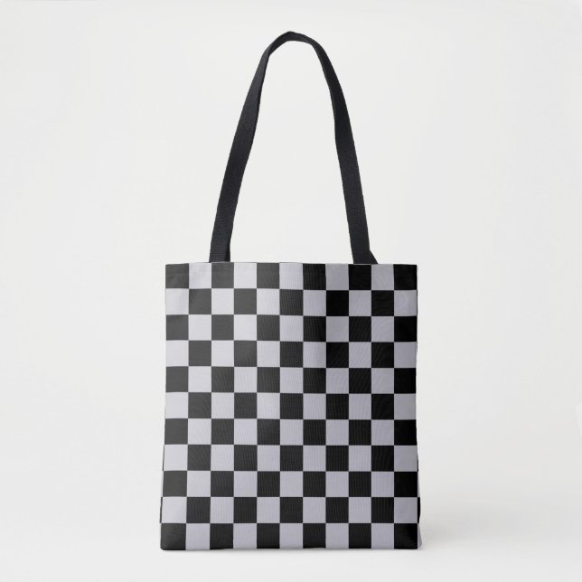 Bolso De Tela Diseño del patrón Ash Gray Gray Checker (Anverso)