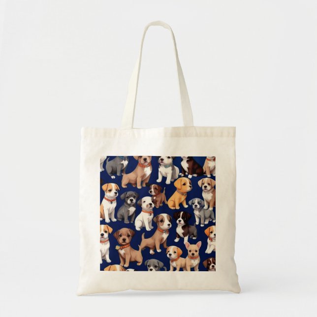 Bolso De Tela Diseño del patrón azul de la Marina de los Perros (Frente)