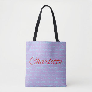 Bolso De Tela Diseño del patrón de nombres de Charlotte