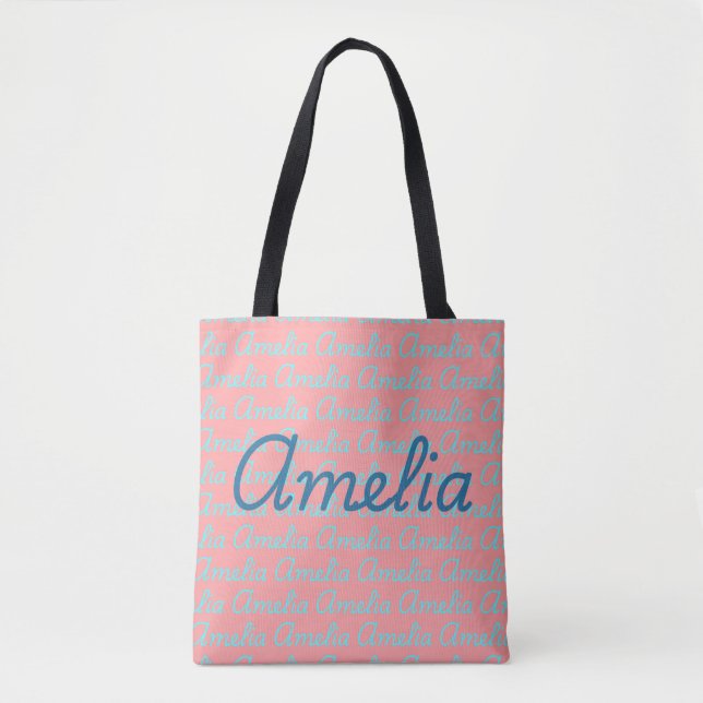 Bolso De Tela Diseño del patrón de nombres de firma de Amelia (Anverso)