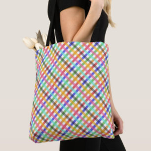 Bolso De Tela Diseño del patrón de plancha de Gingham multicolor