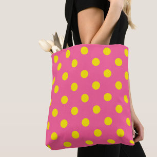 Bolso De Tela Diseño del patrón de puntos de polka amarillo sobr
