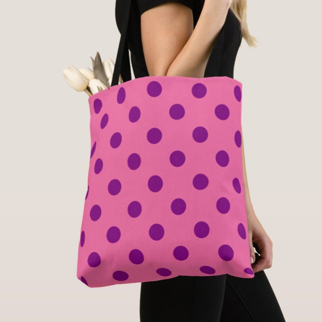 Bolso De Tela Diseño del patrón de puntos de polka rosado púrpur (Subido por el creador)