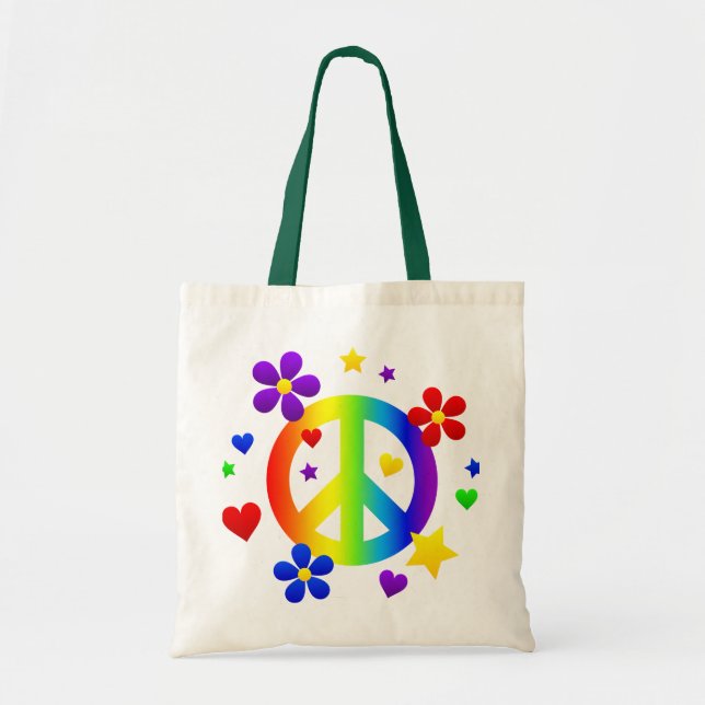 Bolso De Tela diseño del signo de la paz (Frente)