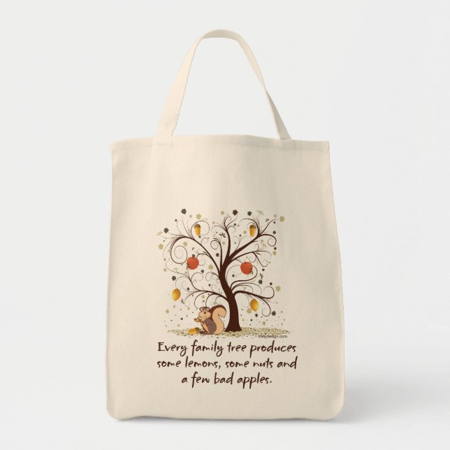 Bolso De Tela Diseño divertido de árbol familiar (Frente)