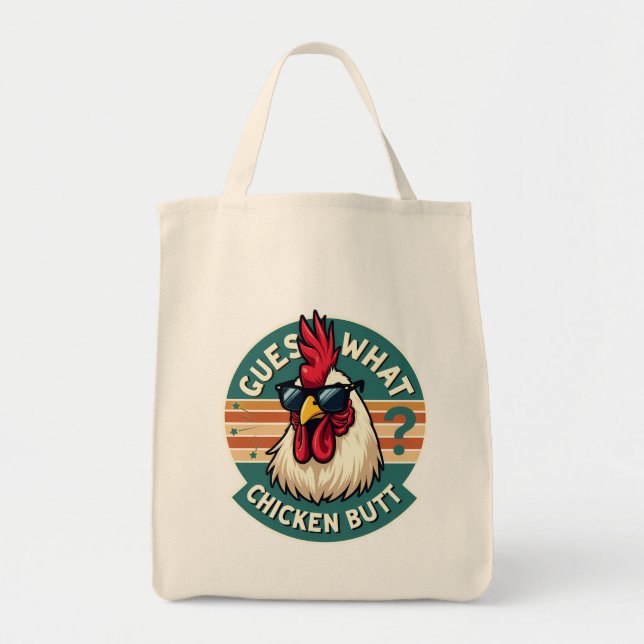 Bolso De Tela Diseño divertido de Chiste retro de pollo trasero (Frente)