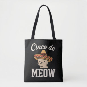 Bolso De Tela Diseño divertido de la fiesta del Cinco de Meow de