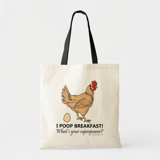 Bolso De Tela Diseño divertido para el desayuno de pollos (Frente)