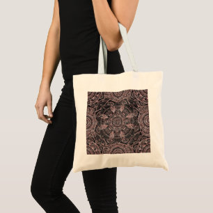 Bolso De Tela Diseño elegante Boho Rosa Gold Grey Mandala