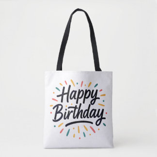 Bolso De Tela Diseño elegante de caligrafía de cumpleaños