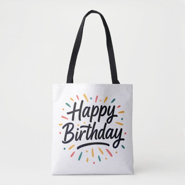 Bolso De Tela Diseño elegante de caligrafía de cumpleaños (Anverso)