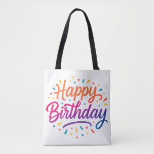 Bolso De Tela Diseño elegante de caligrafía de cumpleaños