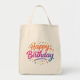 Bolso De Tela Diseño elegante de caligrafía de cumpleaños