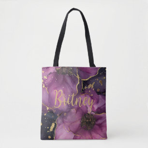 Bolso De Tela diseño elegante de flores de color rosa y dorado