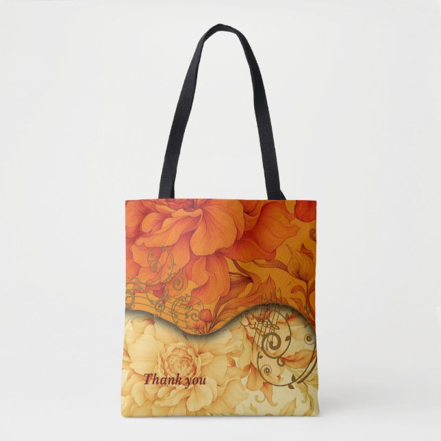 Bolso De Tela Diseño elegante de motivos florales (Anverso)