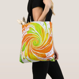 Bolso De Tela Diseño espiral verde y Naranja