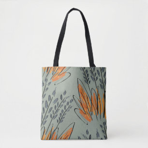 Bolso De Tela Diseño étnico de hierba ruda esbozada