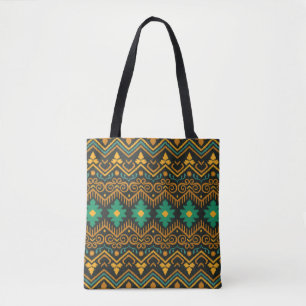 Bolso De Tela Diseño étnico Ikat Fabric Borroidado