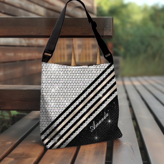 Bolso De Tela Diseño falso Crystal Silver y negro Personalizado (Subido por el creador)