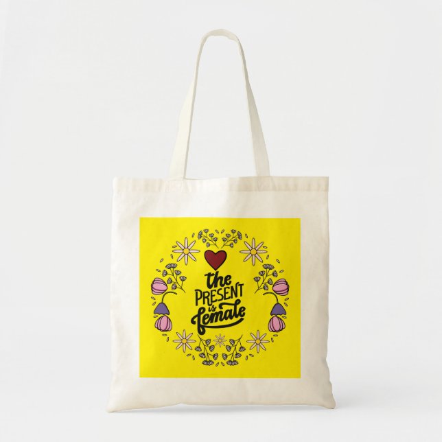 Bolso De Tela Diseño femenino único con mensaje positivo (Frente)