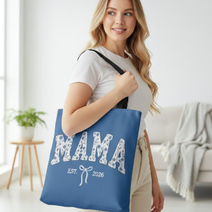 Bolso De Tela Diseño Femenino Universitario Floral Azul Mama