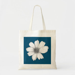 Bolso De Tela Diseño floral azul verde azulado