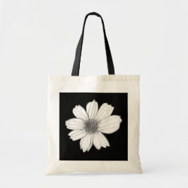 Bolso De Tela Diseño floral Blanco y negro