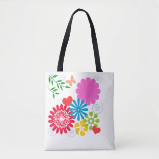 Bolso De Tela Diseño floral de corazones coloridos en tanque de