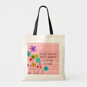 Bolso De Tela Diseño floral de la cita del asistente social