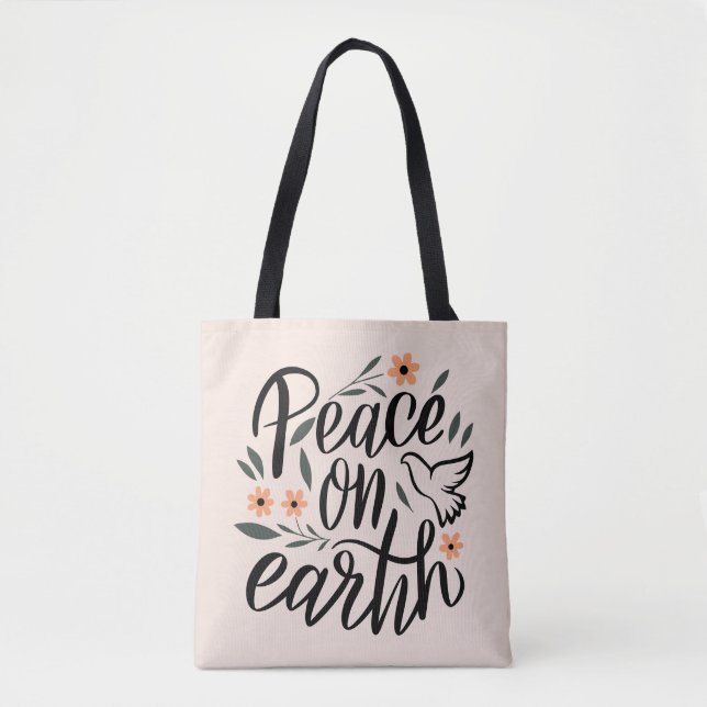 Bolso De Tela Diseño floral de la paz en la Tierra (Anverso)