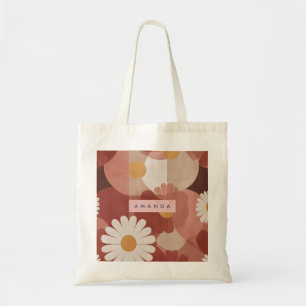 Bolso De Tela Diseño Floral de Margarita de Terracota Retro Pers