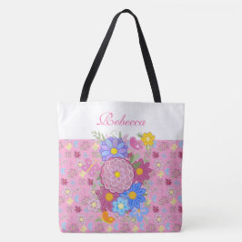 Bolso De Tela Diseño floral de mariposa de flores silvestres mon