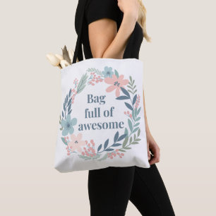 Bolso De Tela Diseño floral lindo, regalo de cita positiva para 