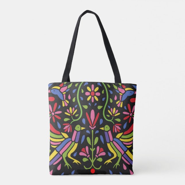 Bolso De Tela Diseño floral mexicano (Reverso)