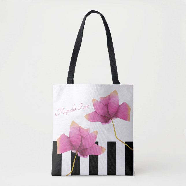 Bolso De Tela Diseño floral moderno Magnolia Rosé (Anverso)