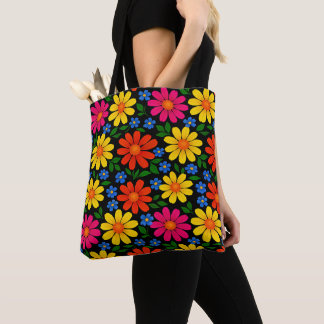 Bolso De Tela Diseño floral naranja, rojo, rosa, amarillo