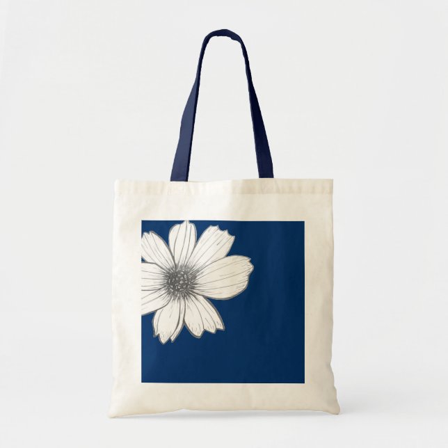 Bolso De Tela Diseño floral Navy Blue (Frente)