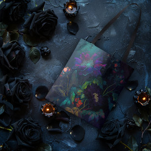 Bolso De Tela Diseño Floral Oscuro